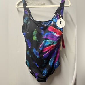 Gottex Multicolor Feather Print Swimsuit